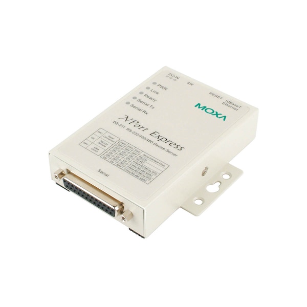 Moxa 1Port Device Server, 10M Ethernet, Rs-232/422/485, Db25 Female DE-211 - main